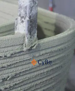 CyBe heeft met de eigen betonprinter inmiddels diverse proefelementen geproduceerd. 