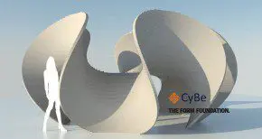 Impressie van een paviljoen dat CyBe wil gaan printen