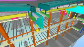 Een beeld vanuit het BIM-systeem. Het gebouw wordt niet alleen fysiek, maar ook digitaal opgeleverd. AVL ontvangt een compleet up-to-date BIM-model van het hele gebouw. Dit met het oog op het toekomstige onderhoud. 