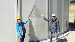 Een bassin van een drinkwaterinstallatie is
uitgevoerd met beton waarin additieven met
de kalksteenproducerende bacteriën zijn toegevoegd.