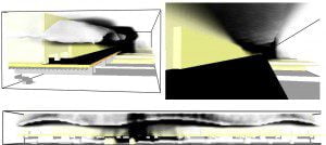 Simulatie van een treinbrand onder een interwijkverbinding naast de hal