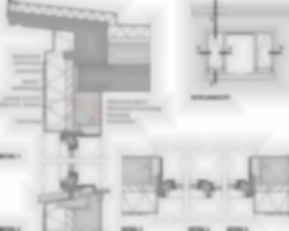 Detailtekening: het isolatiepakket ter hoogte van de dakrand is iets verdund om de charme van dat detail te kunnen behouden.